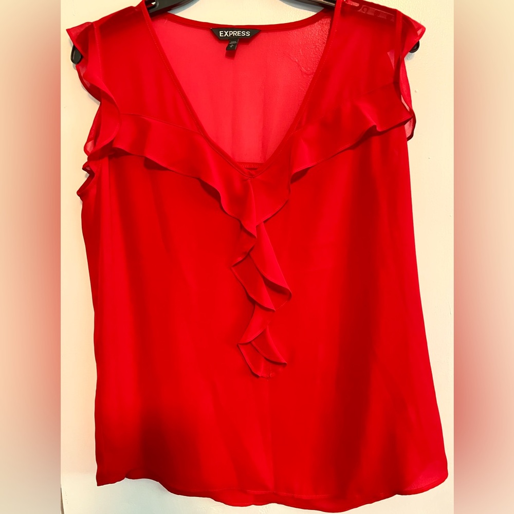 Express Red Ruffled Blouse